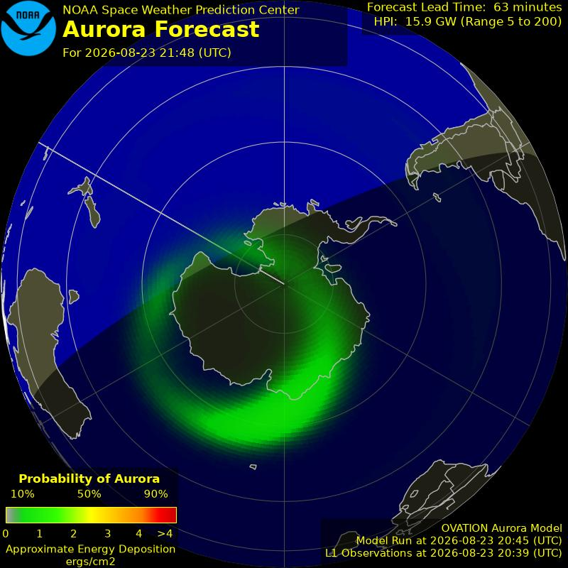 Auroral Viewline Forecast - Southern Hemisphere