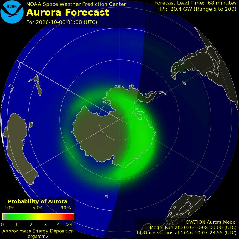 Auroral Viewline Forecast - Southern Hemisphere